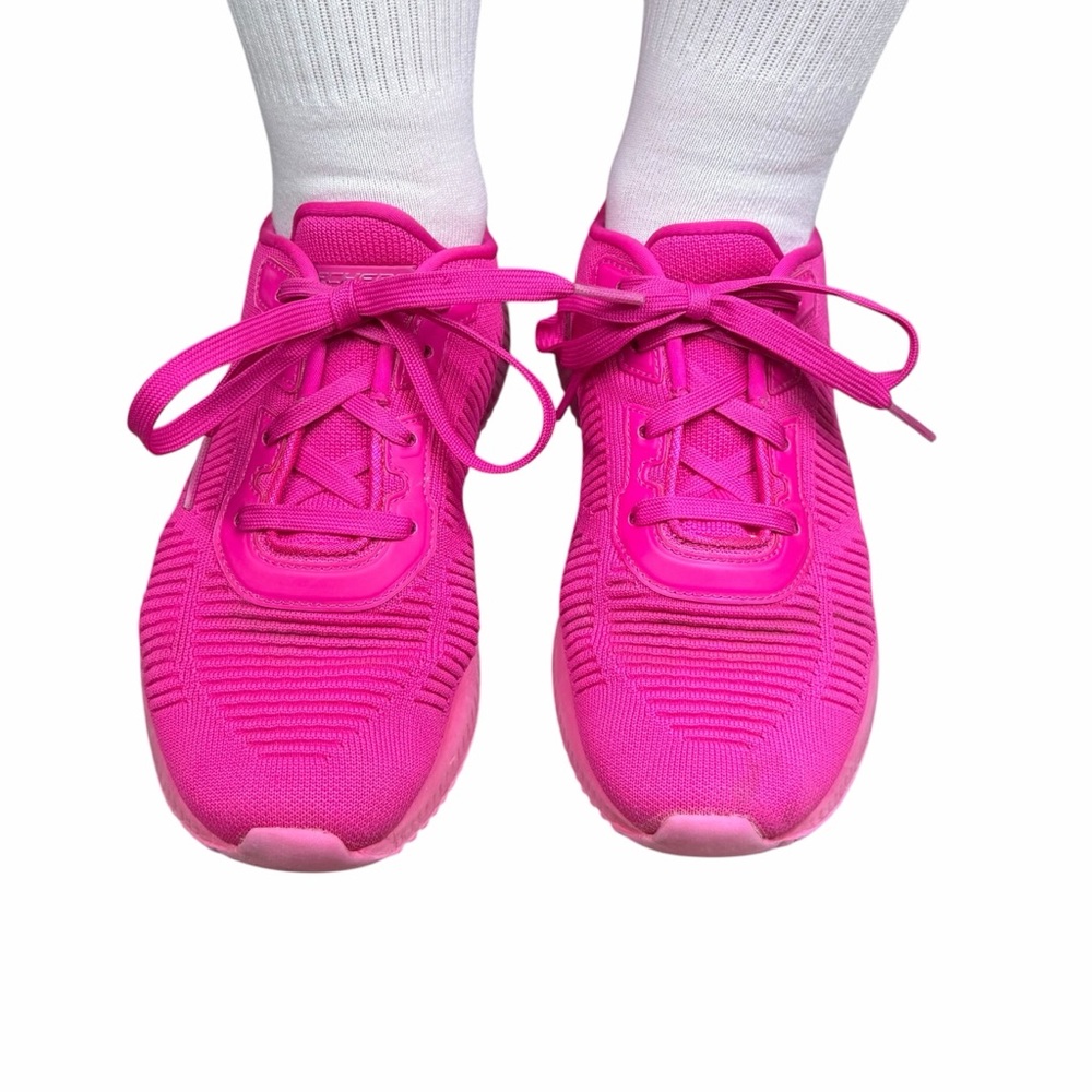 10/$25🦋 BOBS from Skechers Sport Squad Neon Pink Color Crash Trainers- Size 6.5 - Picture 7 of 16